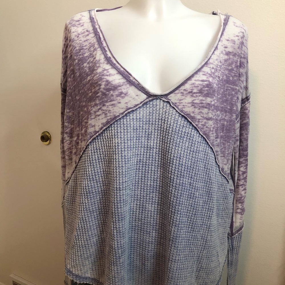 We The Free Purple and White Long Sleeve Top